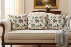 Embroidered Red floral pattern on fabric on cushion covers