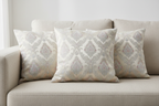 Decorative Damask Paisley pattern with intricate designs with Scotch Mist Background on cushion covers