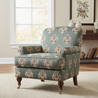 Decorative pattern with floral damask motif medallion elements on a Teal Blue background furniture