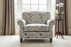 Embroidered Yellow floral pattern on fabric on furniture